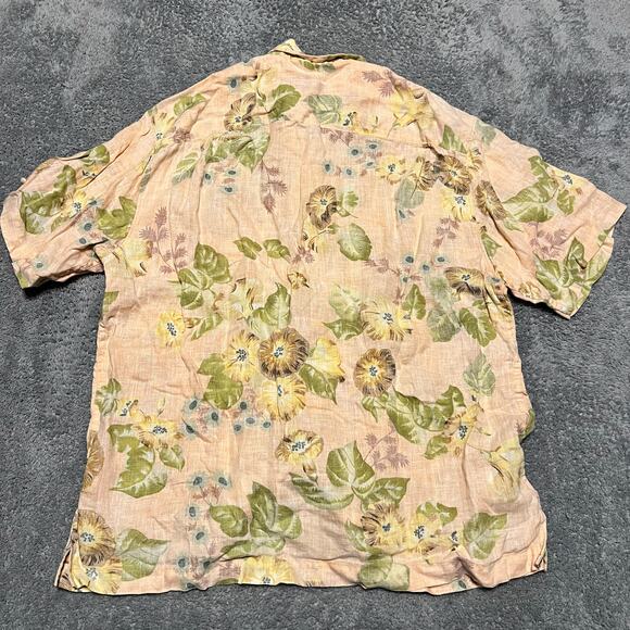 Tommy Bahama Shirt Mens Large Linen Floral Hawaiian Button Original Short Sleeve - Picture 3 of 7